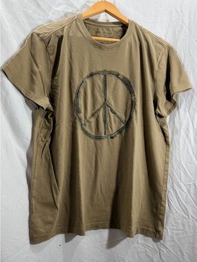 John Varvatos Men's Olive Green Peace Sign Tee